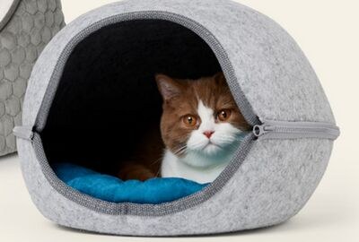 Bailey & Bella Felt Shell Chalet Grey Cat Bed