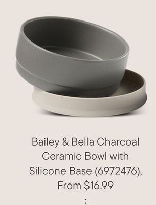 Bailey & Bella Charcoal Ceramic Bowl with Silic…