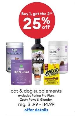 Compléments alimentaires pour chats et chiens À l'exclusion de Purina Pro Plan, Zesty Paws et Glandex