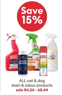 Tous les produits anti-taches et anti-odeurs pour chats et chiens