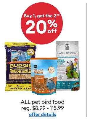 Tous les aliments pour oiseaux de compagnie
