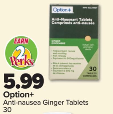 Option+ Anti-nausea Ginger Tablets