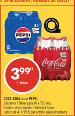 COCA-COLA ou PEPSI Boissons