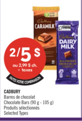 CADBURY Barres de chocolat (90 g - 105 g)
