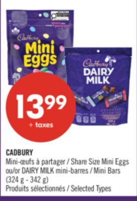 CADBURY mini-œufs à partager ou DAIRY MILK mini…