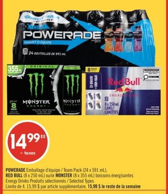 POWERADE Emballage d'équipe (24 x 591 mL), RED …