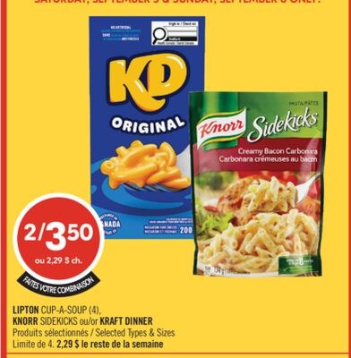 LIPTON CUP-A-SOUP (4), KNORR SIDEKICKS or KRAFT…