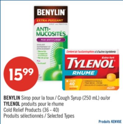 BENYLIN Sirop pour la toux , (250 mL) ou TYLENO…