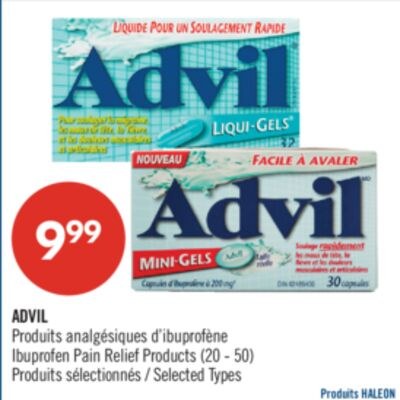 ADVIL Produits analgésiques d'ibuprofène