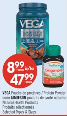 VEGA Poudre de protéines ou JAMIESON produits d…