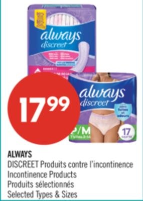 ALWAYS DISCREET Produits contre l'incontinence