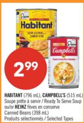 HABITANT (796 mL), CAMPBELL'S (515 mL) Soupe pr…