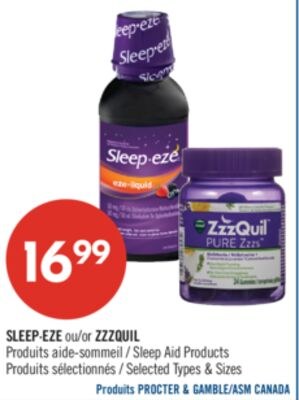 SLEEP-EZE or ZZZQUIL Sleep Aid Products