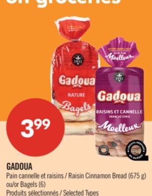 GADOUA Pain cannelle et raisins (675 g) ou Bage…