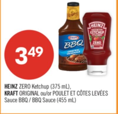 HEINZ ZERO Ketchup (375 mL), KRAFT ORIGINAL ou …