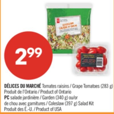 DÉLICES DU MARCHÉ Tomates raisins (283 g), PC s…