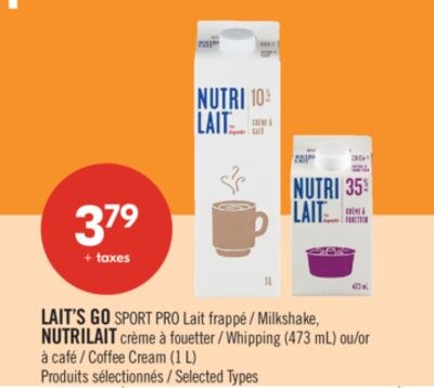 LAIT'S GO SPORT PRO Lait frappé , NUTRILAIT crè…