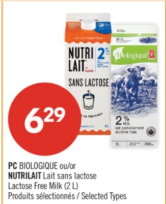 PC BIOLOGIQUE ou NUTRILAIT Lait sans lactose La…