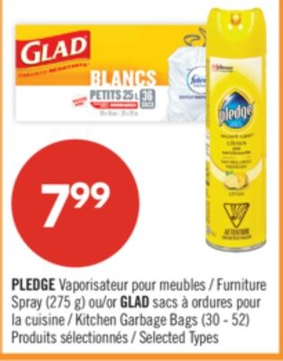 PLEDGE Vaporisateur pour meubles (275 g) ou GLA…