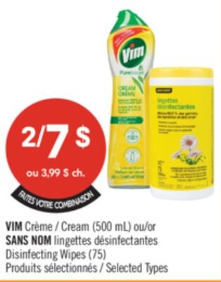 VIM Cream (500 mL) or SANS NOM Disinfecting Wip…