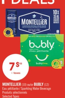 MONTELLIER (10) ou BUBLY (12) Eau pétillante