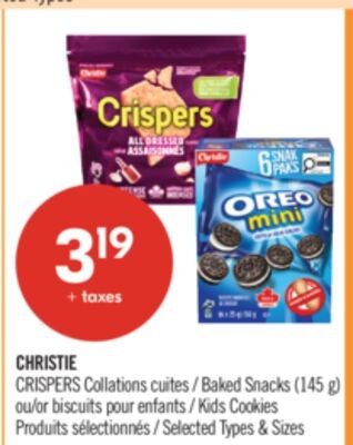 CHRISTIE CRISPERS collations cuites 145 g ou bi…