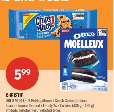 CHRISTIE OREO MOELLEUX Petits gâteaux (5) ou bi…