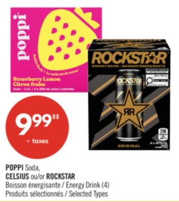 POPPI Soda, CELSIUS ou ROCKSTAR ROCKSTAR