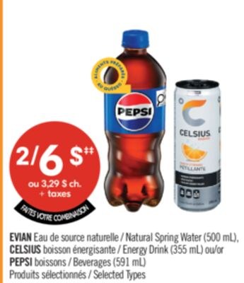 EVIAN eau de source naturelle 500 mL, CELSIUS b…