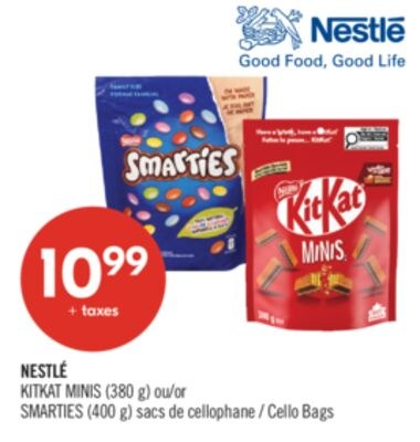 NESTLÉ KITKAT MINIS (380 g) ou SMARTIES (400 g)…