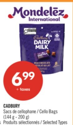CADBURY Sacs de cellophane