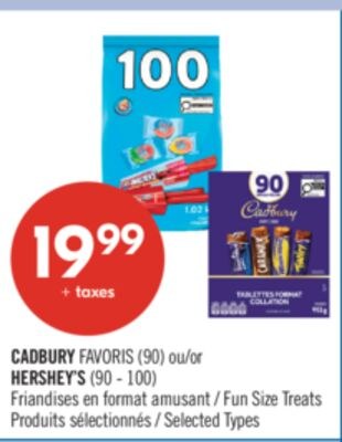 CADBURY FAVORIS Fun Size Treats (90) or HERSHEY…