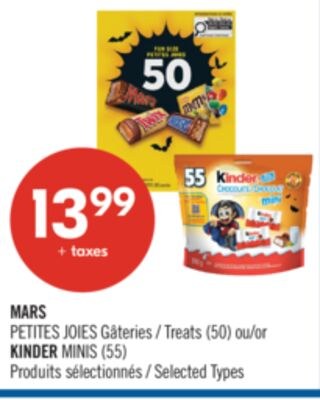 MARS PETITES JOIES Gâteries (50) ou KINDER MINI…