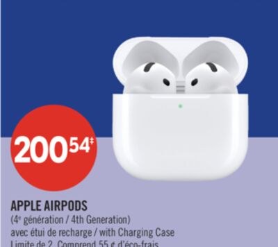 APPLE AIRPODS 4e génération avec étui de rechar…