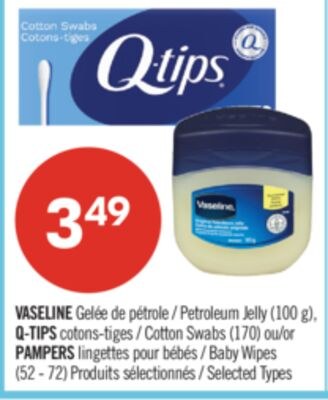 VASELINE Gelée de pétrole (100 g), Q-TIPS coton…