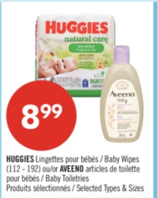 HUGGIES Lingettes pour bébés (112 - 192) ou AVE…