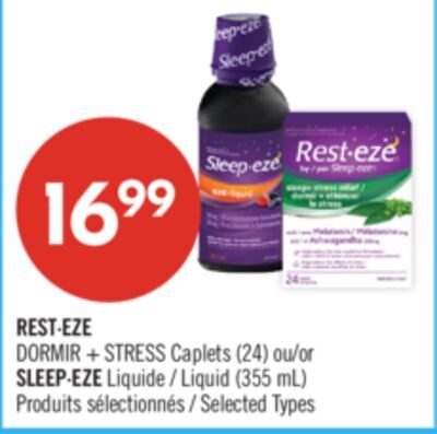 REST-EZE DORMIR + STRESS Caplets (24) ou SLEEP-…