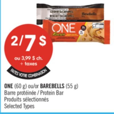 ONE (60 g), BAREBELLS (55 g), Barre protéinée