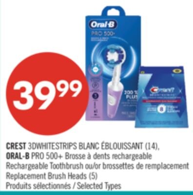 CREST 3DWHITESTRIPS BLANC ÉBLOUISSANT (14), ORA…