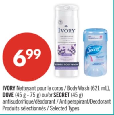 IVORY Nettoyant pour le corps (621 mL), DOVE (4…