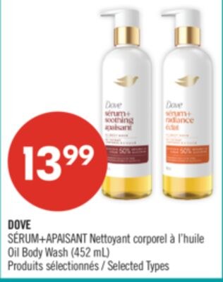 DOVE SÉRUM+APAISANT Nettoyant corporel à l'huile