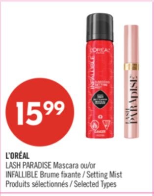 L'ORÉAL LASH PARADISE Mascara or INFALLIBLE Set…