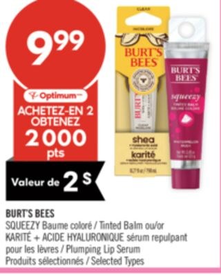 BURT'S BEES SQUEEZY Baume coloré ou KARITÉ + AC…