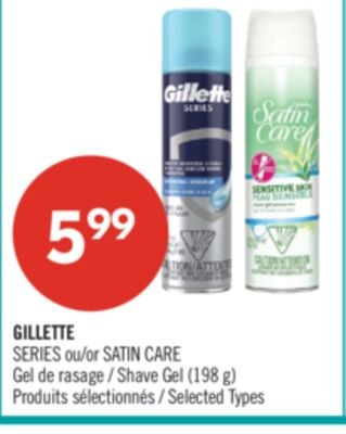 GILLETTE SERIES ou SATIN CARE Gel de rasage (19…