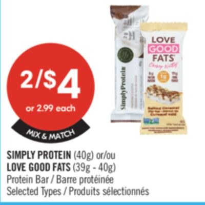 SIMPLY PROTEIN (40g) or LOVE GOOD FATS (39g - 4…