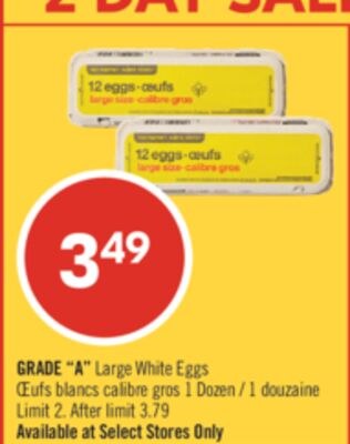 GRADE "A" Large White Eggs 1 Dozen