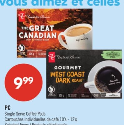 PC Single Serve Coffee Pods 10's - 12's