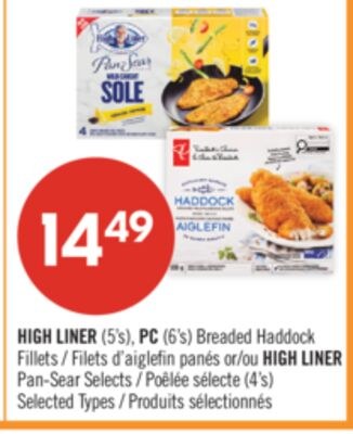 HIGH LINER (5's), PC (6's) Breaded Haddock Fill…