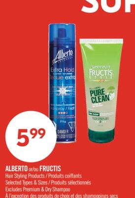 ALBERTO or FRUCTIS Hair Styling Products
