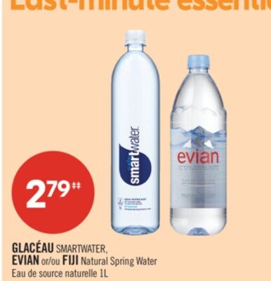 GLACÉAU SMARTWATER, EVIAN or FIJI Natural Sprin…